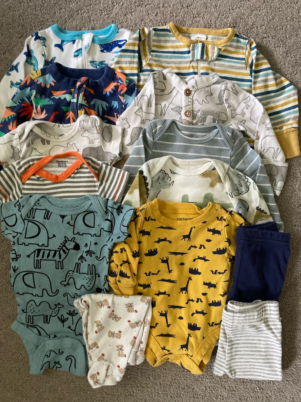 13-pc Bundle assorted newborn baby boy clothes.